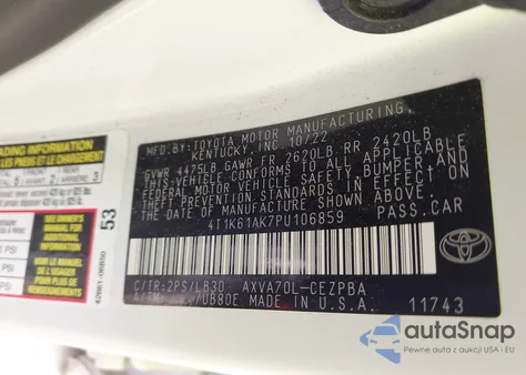 2023 Toyota Camry Xse z USA, uszkodzony, nr VIN 4T1K61AK7PU106859